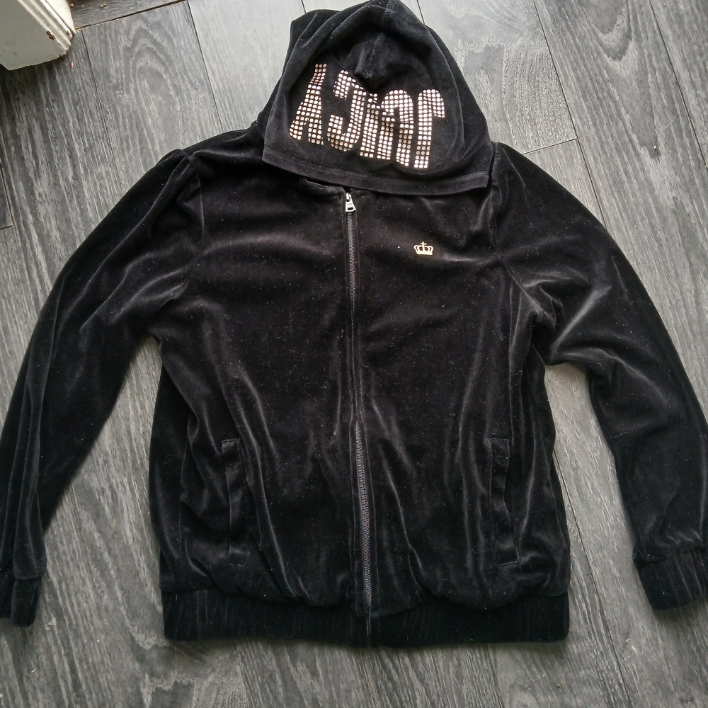 Juicy Couture Girls Black Jacket Size 14 Silver Accents